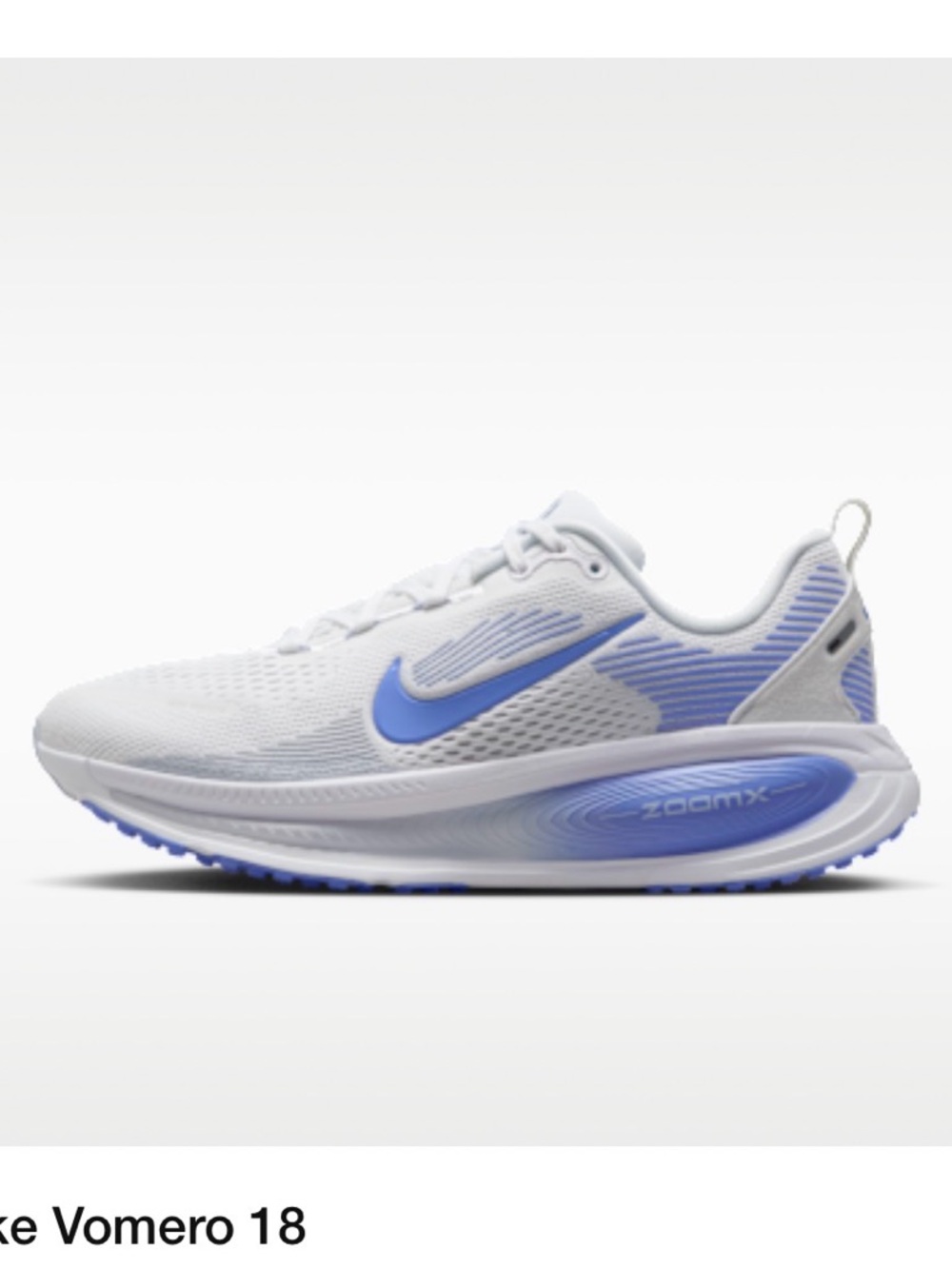 Nike Women's Vomero 18 Running Shoes - White and Light Blue - Brand New